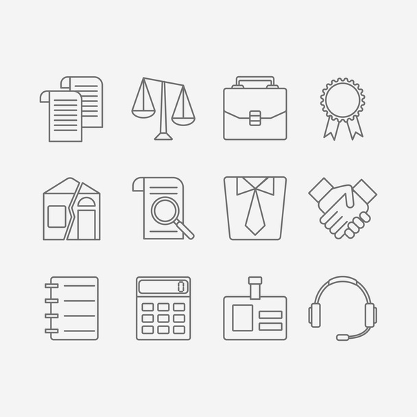 Set vettoriale di icone moderne della linea piatta per studio legale
. - Vettoriali, immagini