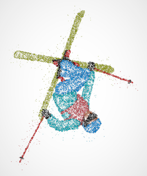 抽象的なスキーヤーのフリー スタイル - ベクター画像