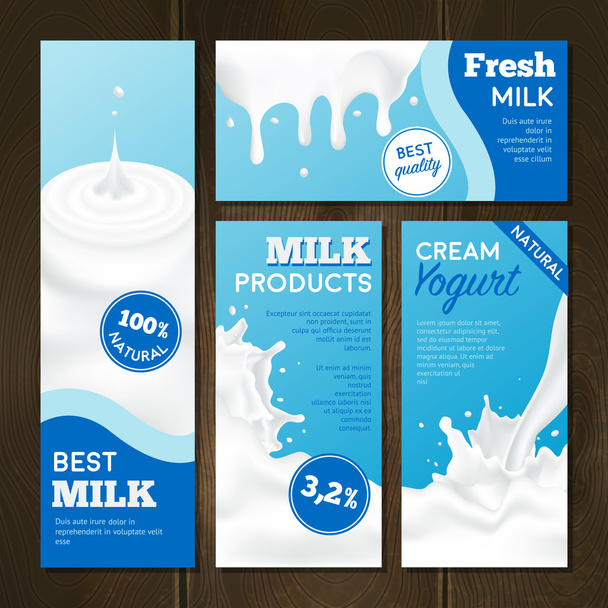 Milk Products Banners Set - Vector, Image