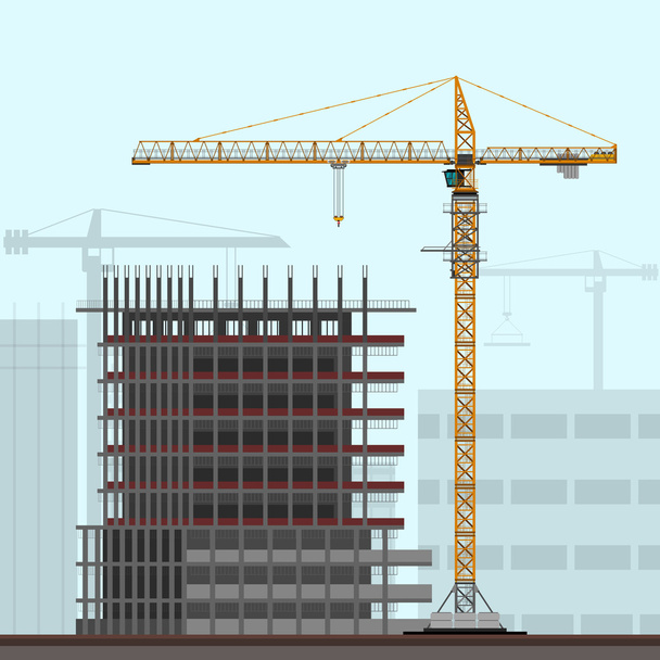 żuraw wieżowy na placu budowy - Wektor, obraz