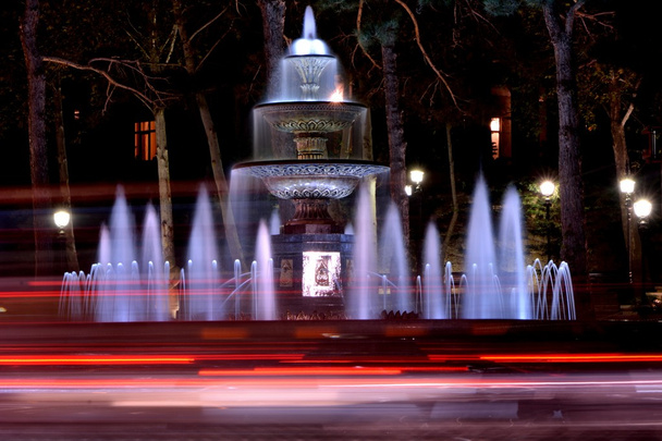 Κρήνη το βράδυ στο πάρκο στο Μπακού, πρωτεύουσα του Αζερμπαϊτζάν - Φωτογραφία, εικόνα
