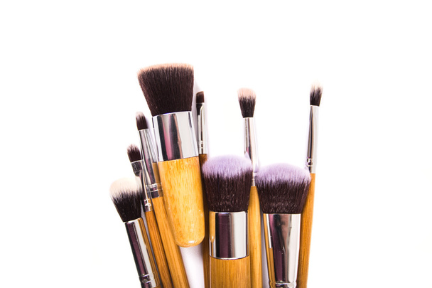 make up brushes with wooden handle - Photo, image