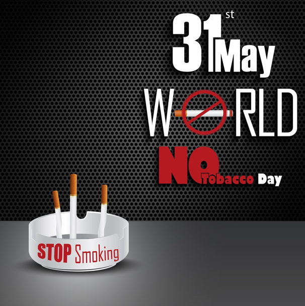 Ashtray with cigarettes for 31st May world No tobacco day - Vector, Image