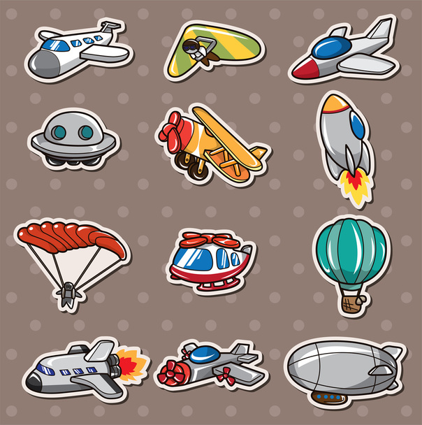 cartoon airplane stickers - Vettoriali, immagini