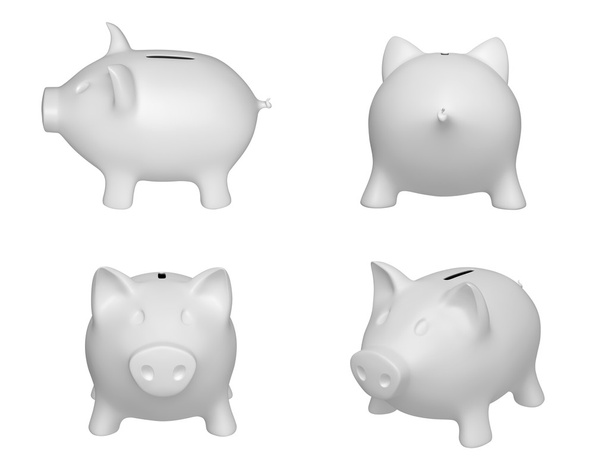 White piggy banks  in four positions - Photo, Image
