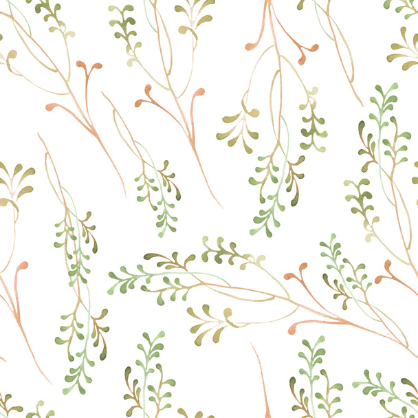 Um padrão sem costura com os ramos verdes aquarela abstrata
 - Foto, Imagem
