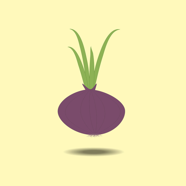 Red onion with fresh green sprout - Vetor, Imagem