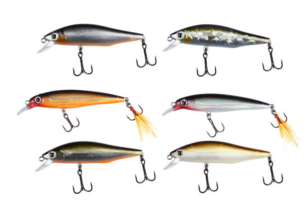 Set of different plastic fishing lures for catching large pike a - Photo, Image