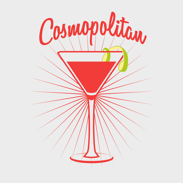 Cosmopolitan cocktail party glass design, logo - Διάνυσμα, εικόνα