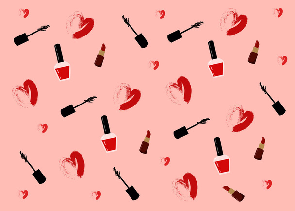 Vector illustration for cosmetic design.Make-up artist objects. Beauty style. Beauty blogger.Make up background - Vector, Image