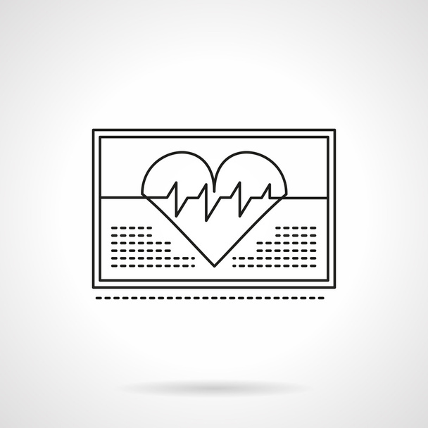 Heartbeat on monitor flat thin line vector icon - Vector, Image