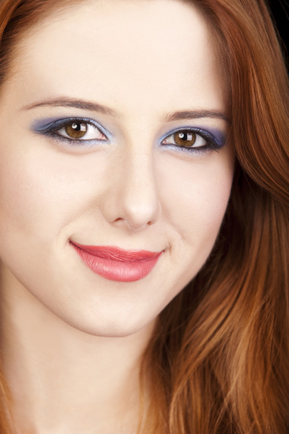 Portrait of beautiful redhead girl with style make-up - Fotoğraf, Görsel