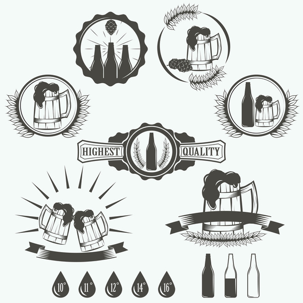 Vintage beer brewery emblems, labels - Vector, Image