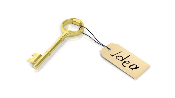 Etiqueta con la palabra Idea en clave retro de oro, aislado sobre fondo blanco
. - Foto, Imagen
