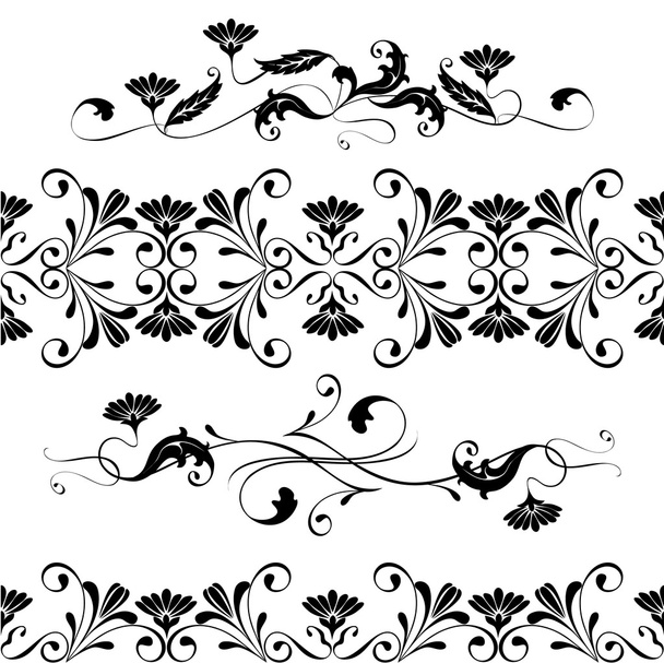 vector instellen wervelende decoratieve bloemen elementen ornament - Vector, afbeelding