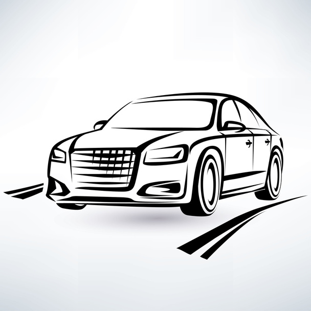 moderne luxe auto symbool, overzicht schets - Vector, afbeelding