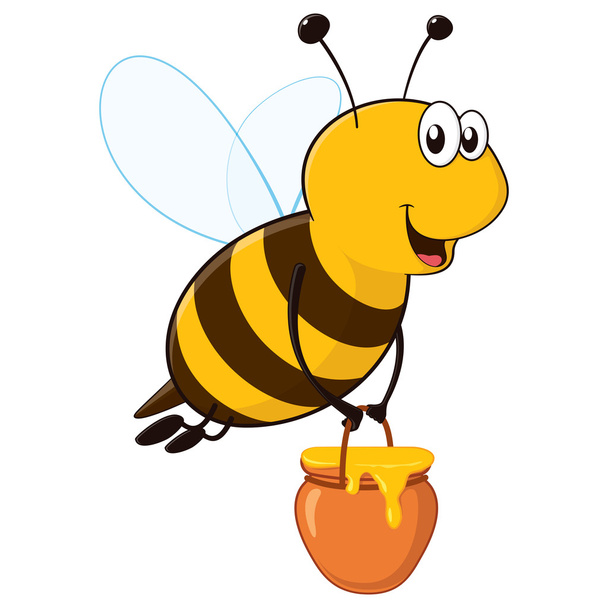 Happy bee s sklenici s medem - Vektor, obrázek