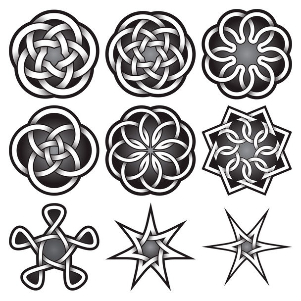 Набор шаблонов логотипов в стиле кельтских узлов
 - Вектор,изображение
