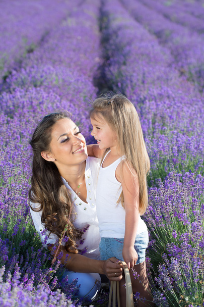 cute family in the lavender field - Zdjęcie, obraz