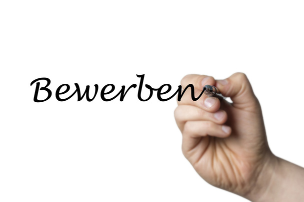 Bewerben escrito por uma mão
 - Foto, Imagem