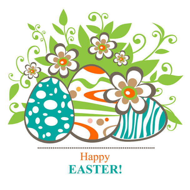 easter eggs and flowers - Вектор,изображение