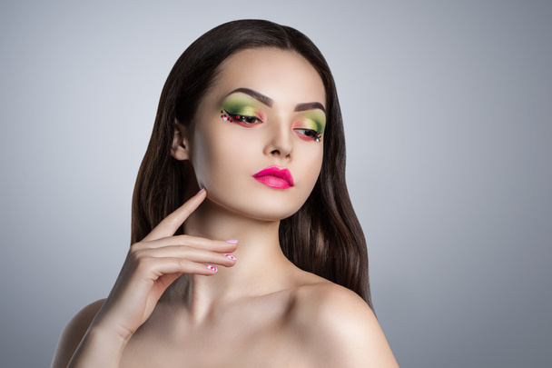 fashion portrait of a young beautiful girl with bright makeup.  - Fotografie, Obrázek