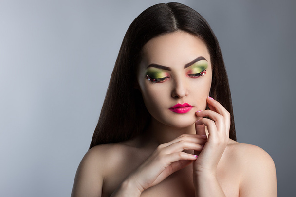 fashion portrait of a young beautiful girl with bright makeup.  - Fotografie, Obrázek