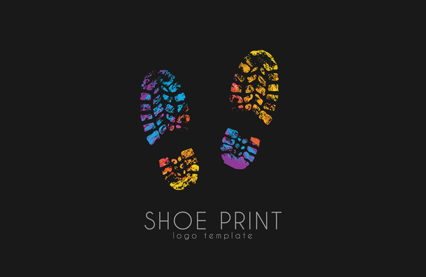 Logo imprimé chaussure. Impression de chaussure couleur. Logo créatif
. - Vecteur, image
