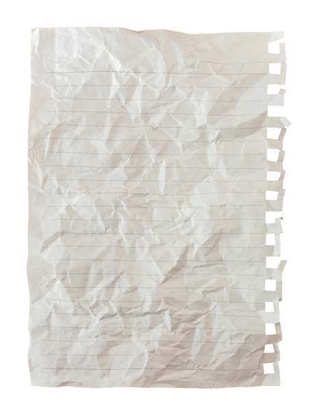 Blank wrinkle paper isolated on white - Photo, image