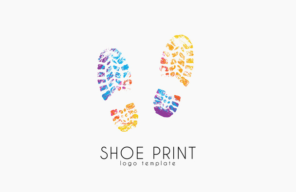 印刷のロゴを靴します。印刷色の靴。創造的なロゴ. - ベクター画像