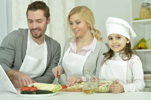 happy family cooking  in kitchen - Foto, Bild