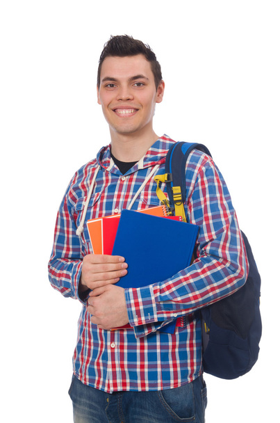 Smiling caucasian student with backpack - Fotó, kép