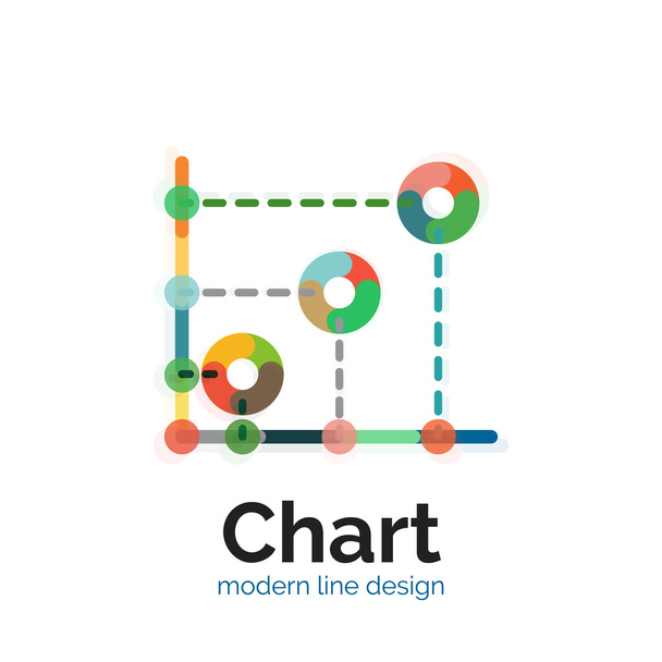 細い線グラフのロゴデザイン。グラフ アイコン モダンなカラフルなフラット スタイル - ベクター画像