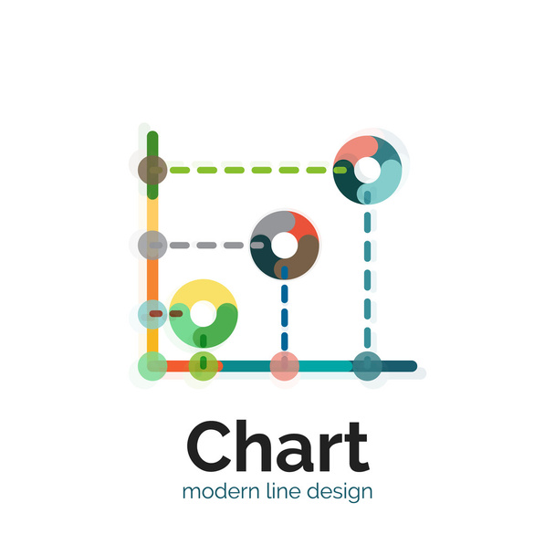 Дизайн логотипа тонкой линии графика. Иконка графика современный красочный плоский стиль
 - Вектор,изображение