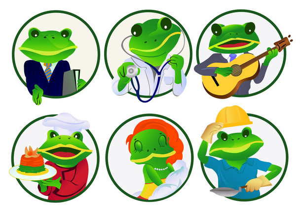 Frogs.Professions - Vector, afbeelding