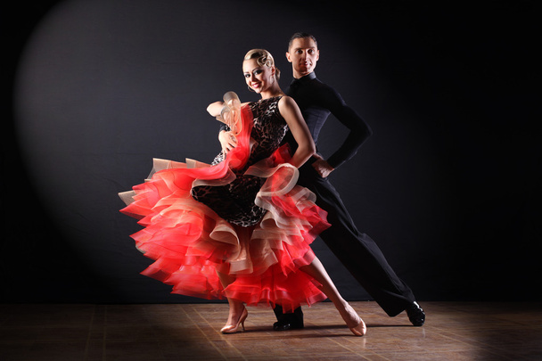 dancers in ballroom isolated on black background - Foto, Imagen