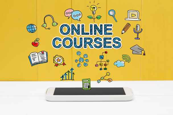 online Courses concept with smartphone - Foto, Imagen
