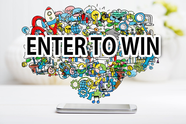 Enter To Win concept with smartphone  - Zdjęcie, obraz