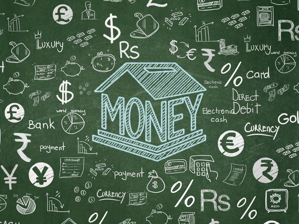 Money concept: Money Box on School Board background - Photo, Image