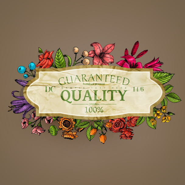 Εκλεκτής ποιότητας κάρτα με εγχάραξη λουλούδια - Διάνυσμα, εικόνα