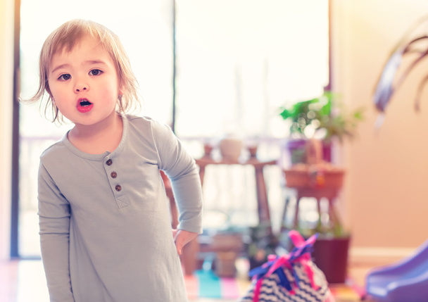 Toddler girl in blue dress - Zdjęcie, obraz