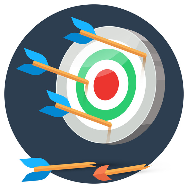 Dart arrows miss target - Vector, Image