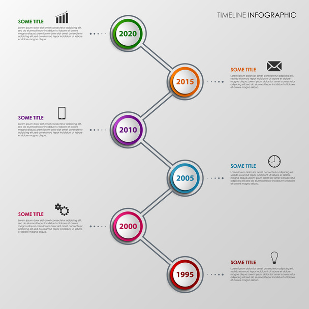 Zeitleiste Infografik mit bunten Design-Zeigern Vorlage - Vektor, Bild
