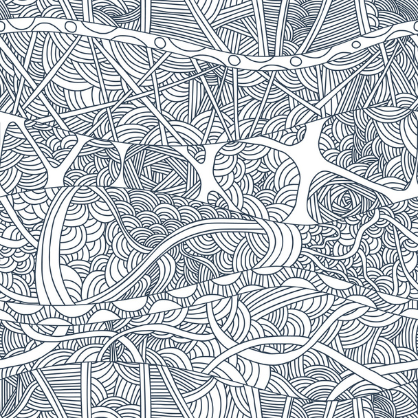 Abstraktní bezešvé vzory s ručně tažené doodle vlny a čáry. - Vektor, obrázek