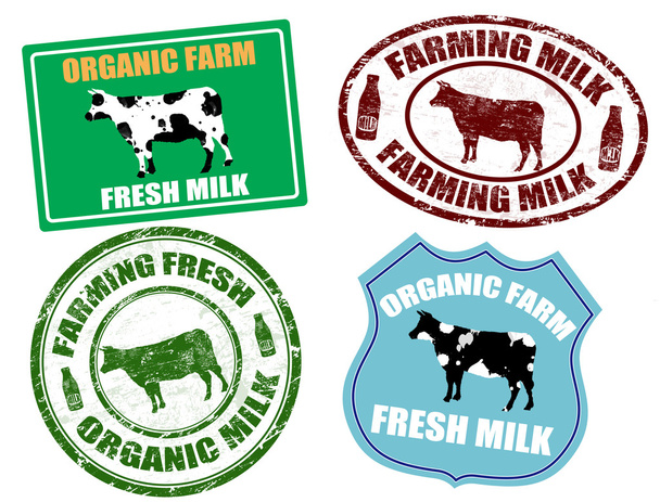 Etiquetas y sellos agrícolas de leche
 - Vector, imagen