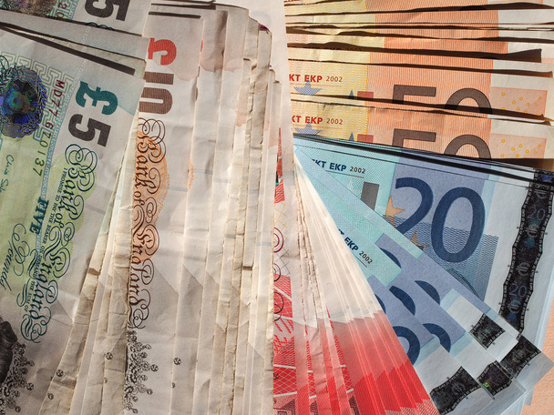 Euro en pond notities - Foto, afbeelding