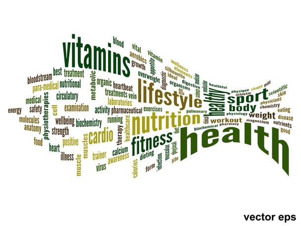 Nube de palabras de salud conceptual
 - Vector, imagen