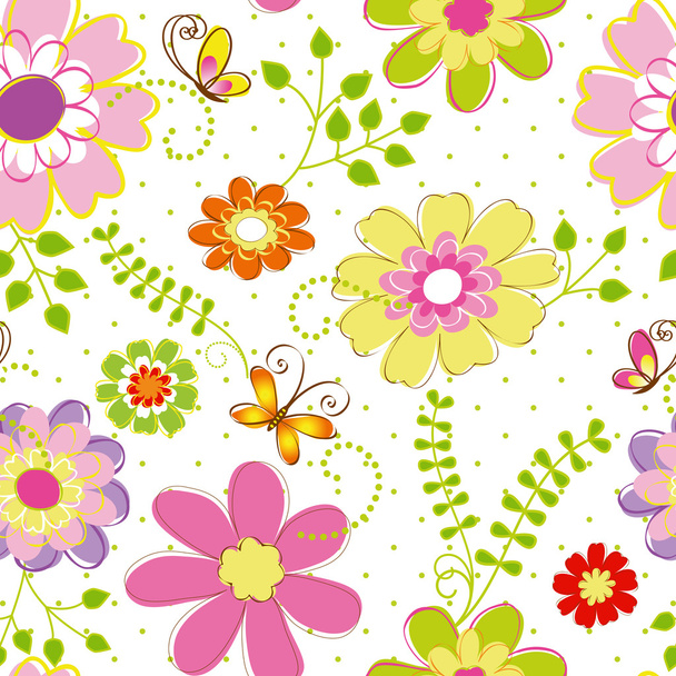 Springtime colorful flower seamless pattern - Διάνυσμα, εικόνα