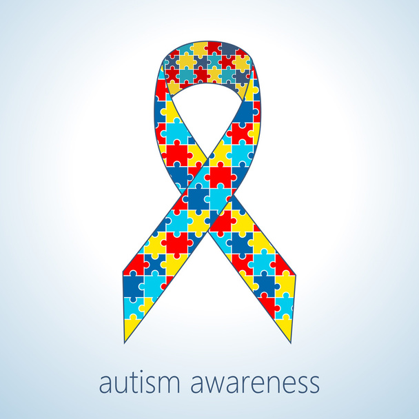 Ilustração vetorial da fita de quebra-cabeça da consciência do autismo
 - Vetor, Imagem