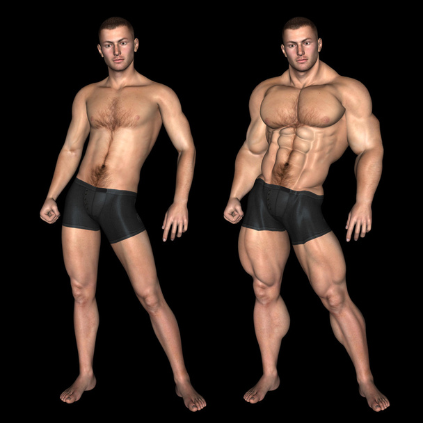 Bodybuilder vs homme sous-poids
 - Photo, image